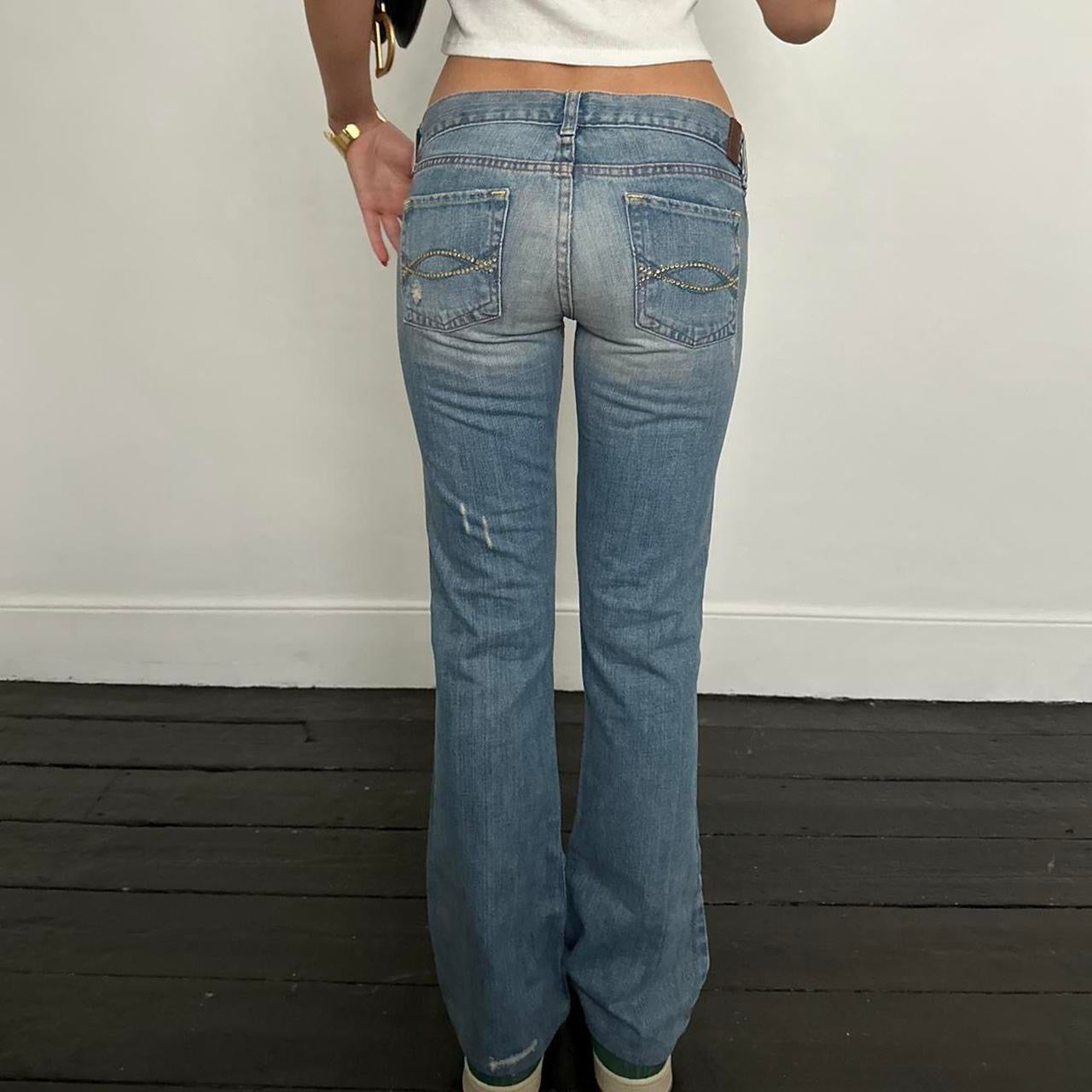 Vintage 2000’s Abercrombie and Fitch low waist blue distressed jeans
