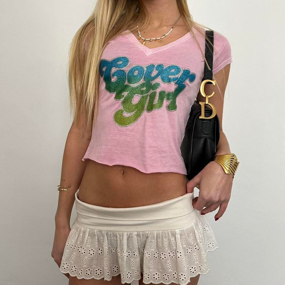 Vintage 2000’s pink cover girl baby tee