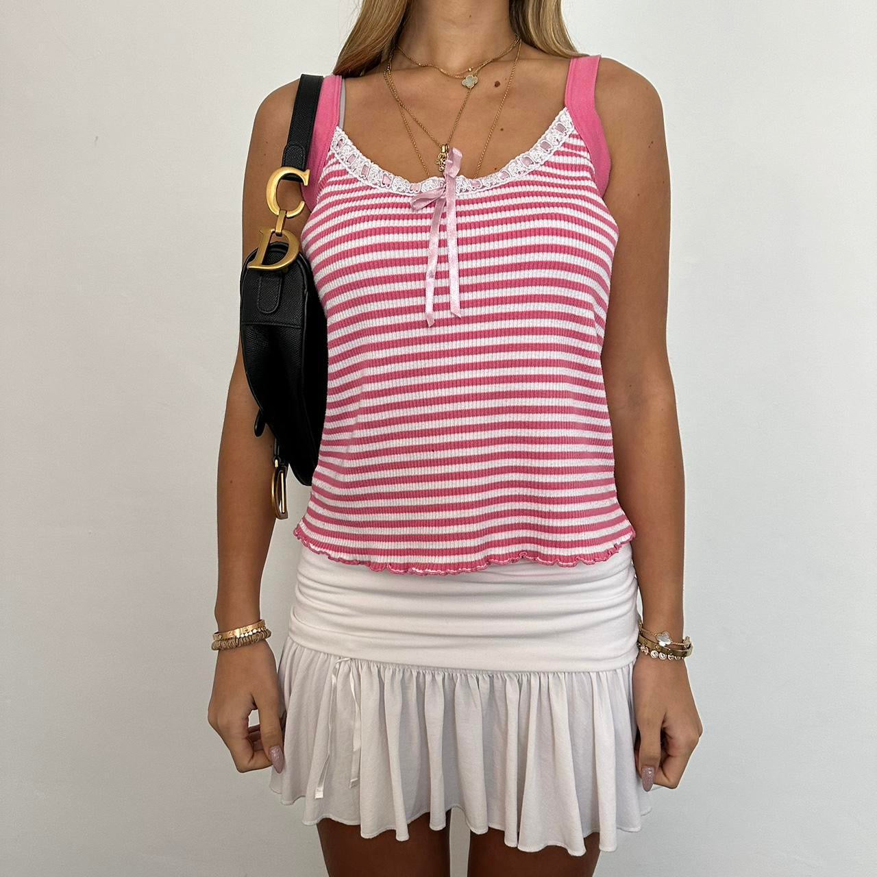 Vintage 90’s pink and white striped cami top
