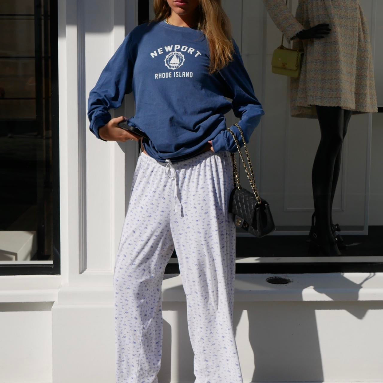 Vintage Newport blue long sleeve top