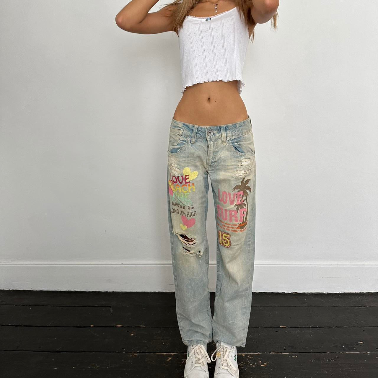 Vintage rare 90s blue love surf resort jeans 🏄🏻♀️