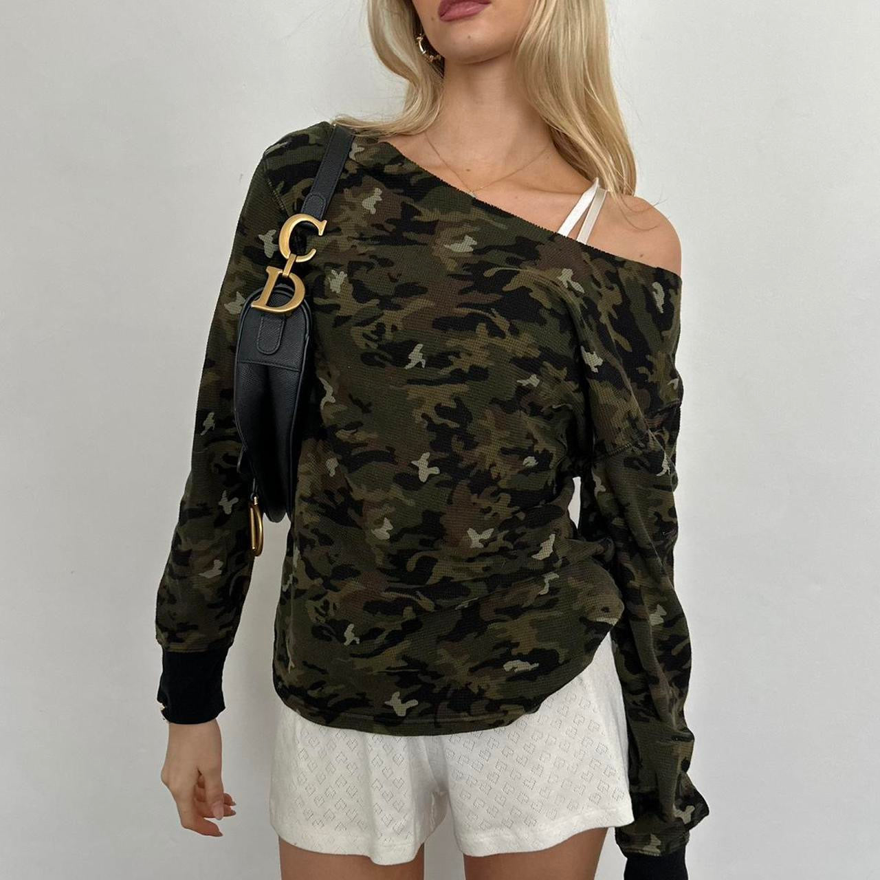 Vintage Ralph Lauren off shoulder camouflage top