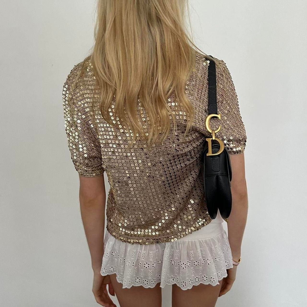 Vintage 90’s sequin open crochet top