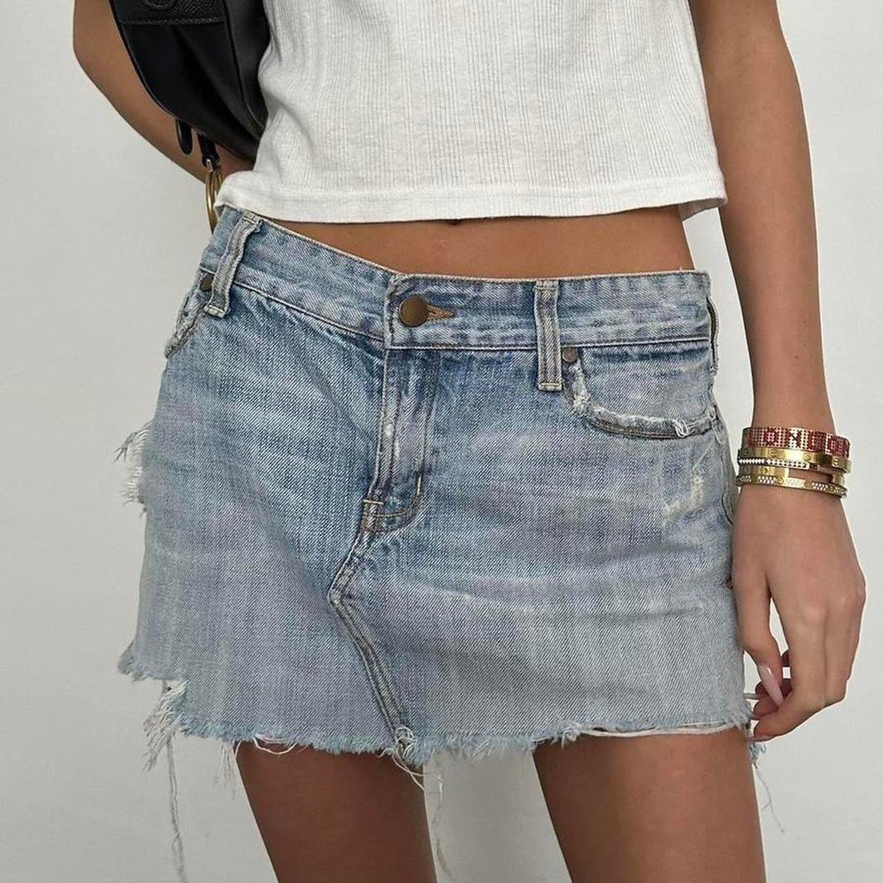 Vintage Abercrombie and Fitch denim distressed mini skirt