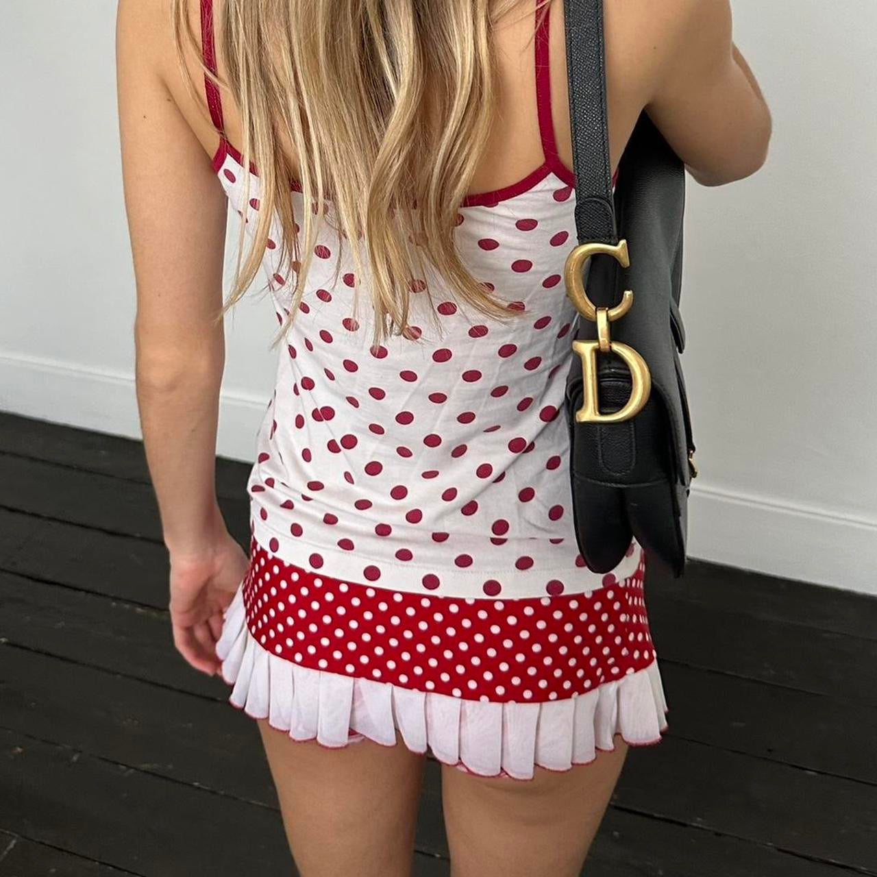 Vintage early 2000s polka dot micro mini skirt