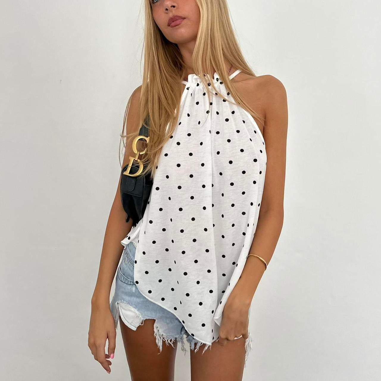 Vintage polka dot halter neck top