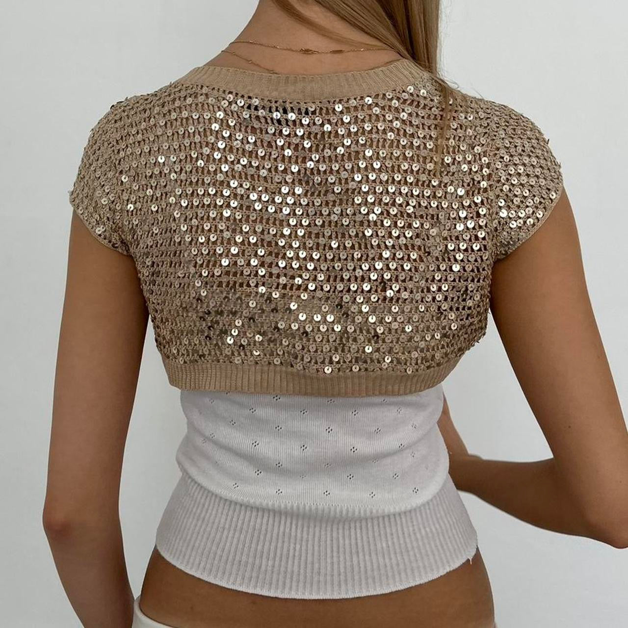 Vintage gold sequin delicate layering top