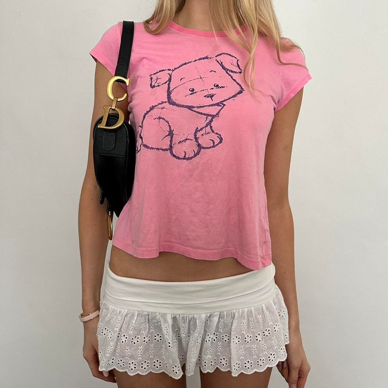 Vintage 90’s pink dog baby tee