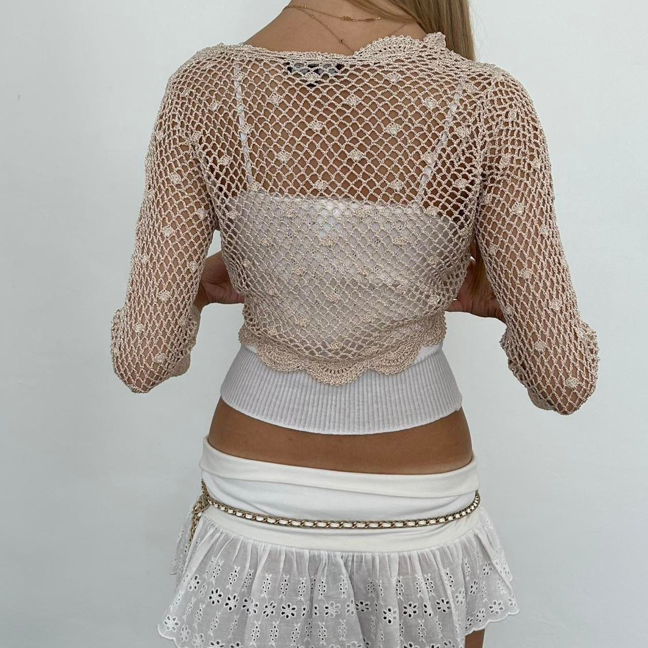 Vintage cream crochet delicate layering top