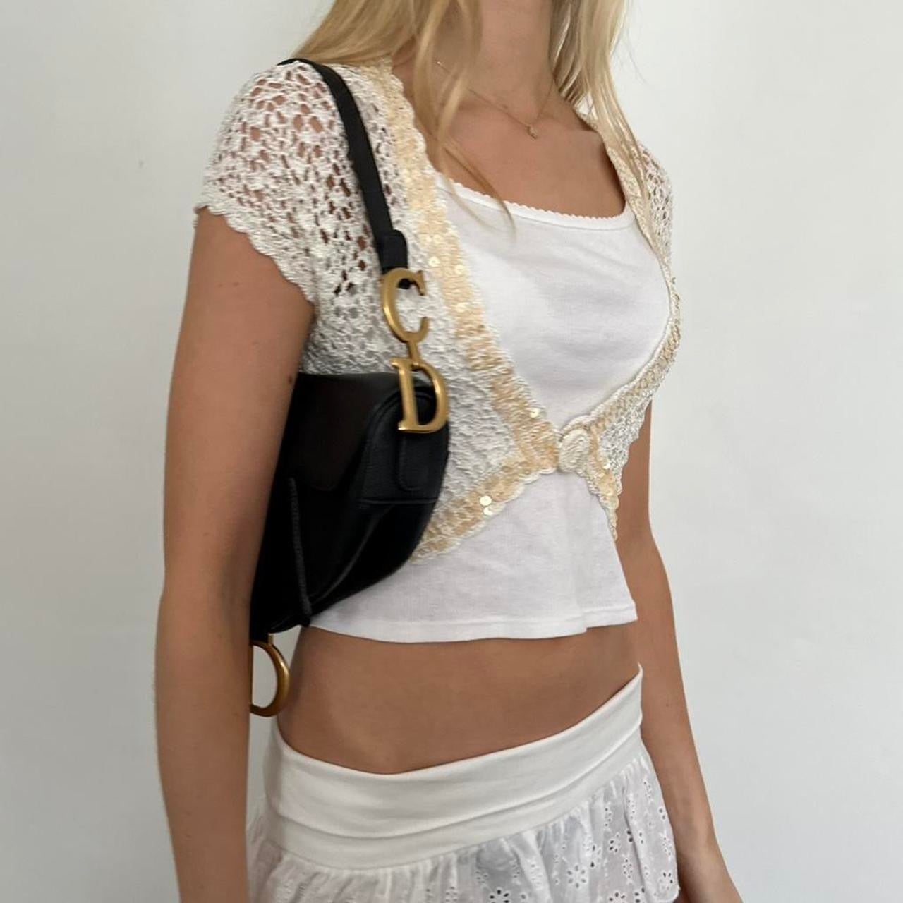 Vintage 90’s sequin open crochet cardigan top