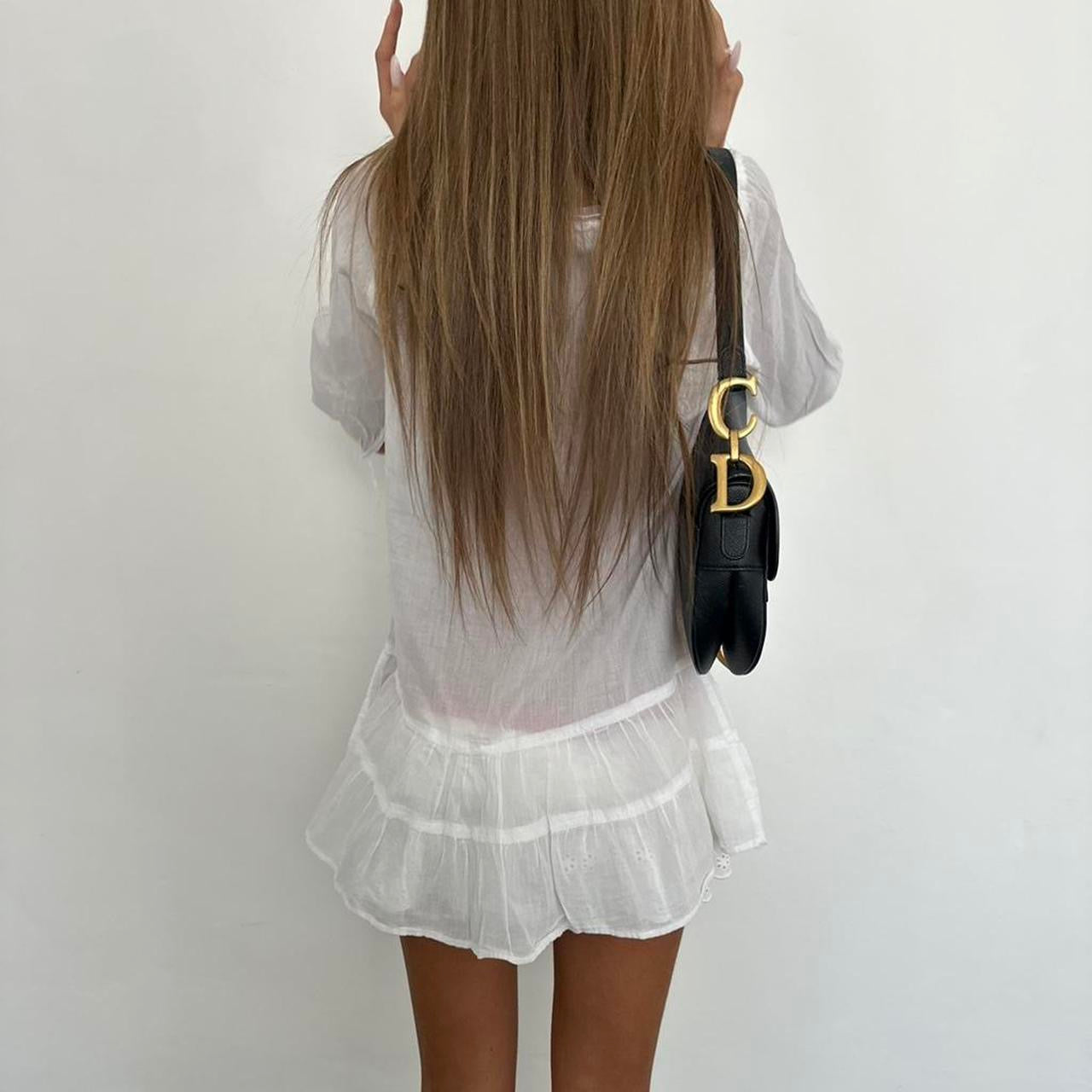 Vintage 00s white beach cover mini dress