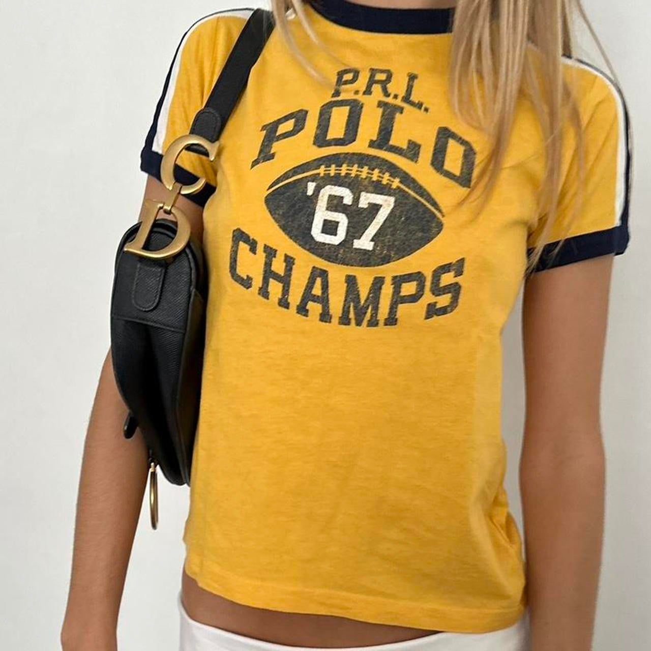 Vintage 90’s Ralph Lauren varsity yellow baby tee