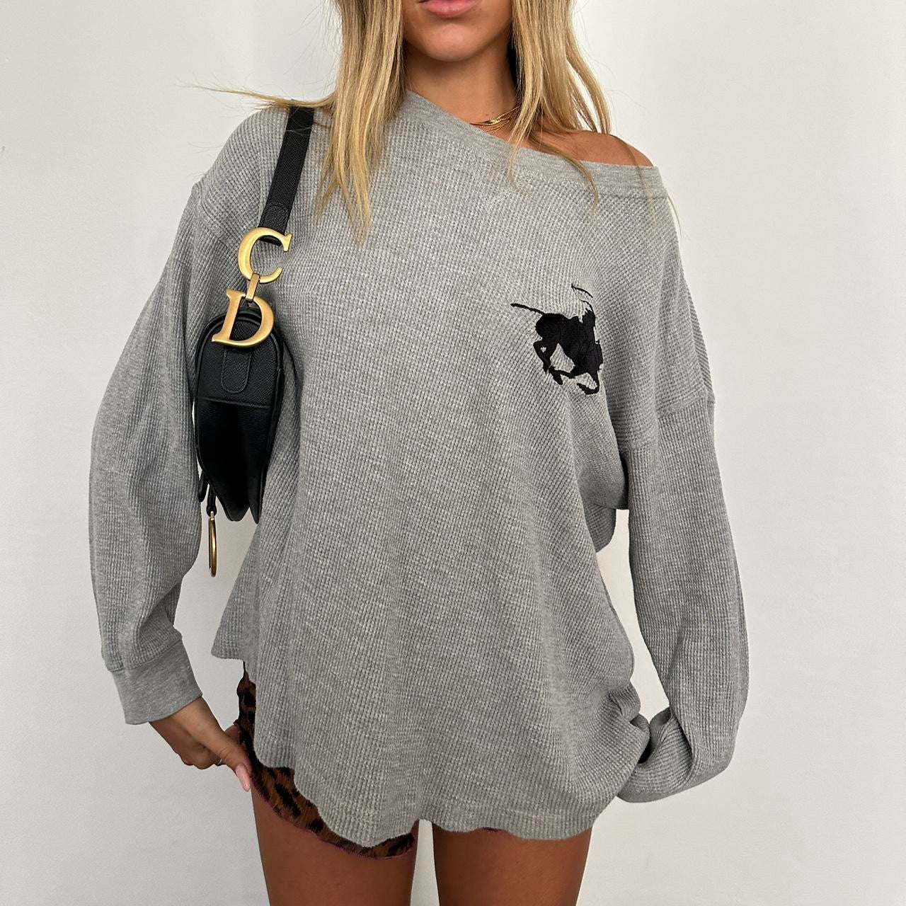 Vintage polo waffle long sleeve top