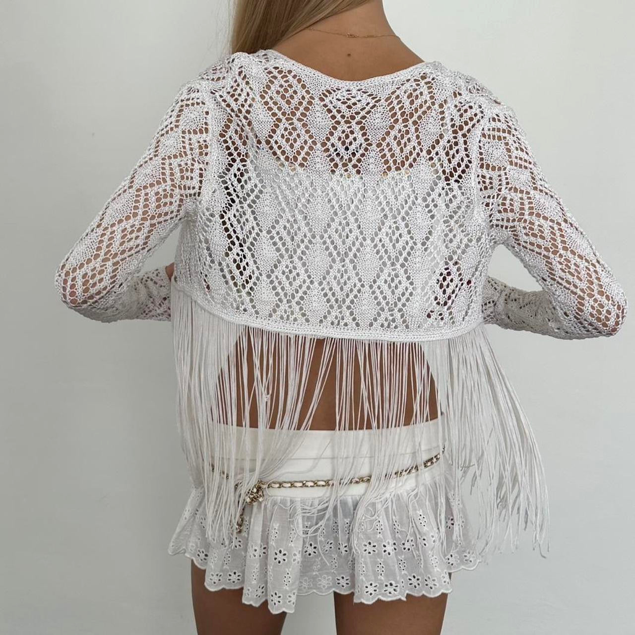 Vintage white boho layering top