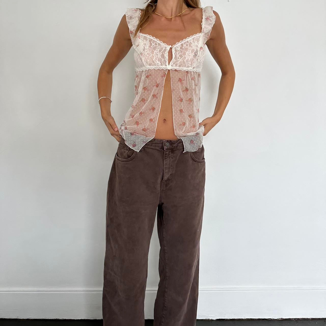 Vintage Victorias Secret 90s delicate open mesh top