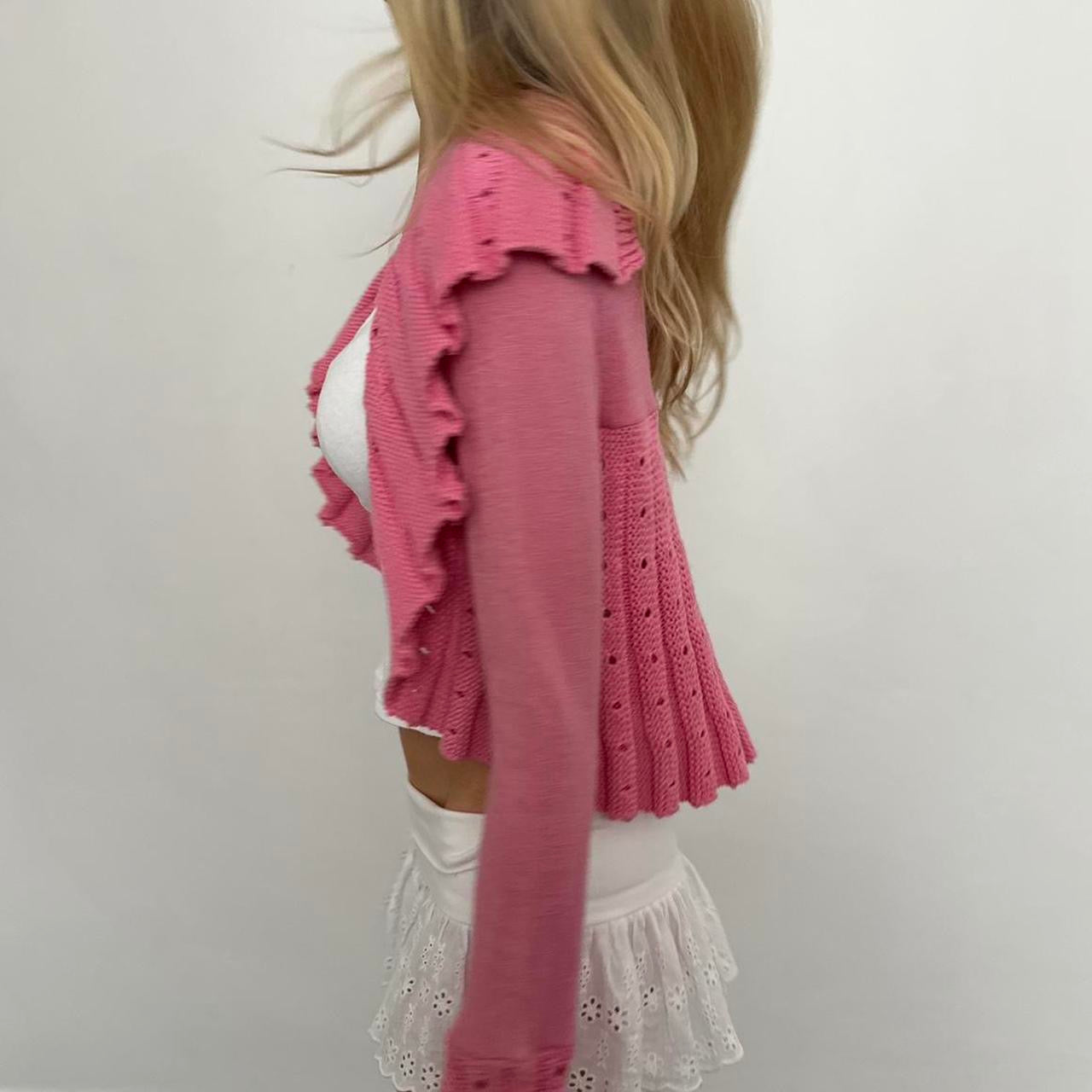 Vintage pink long sleeve cardigan top
