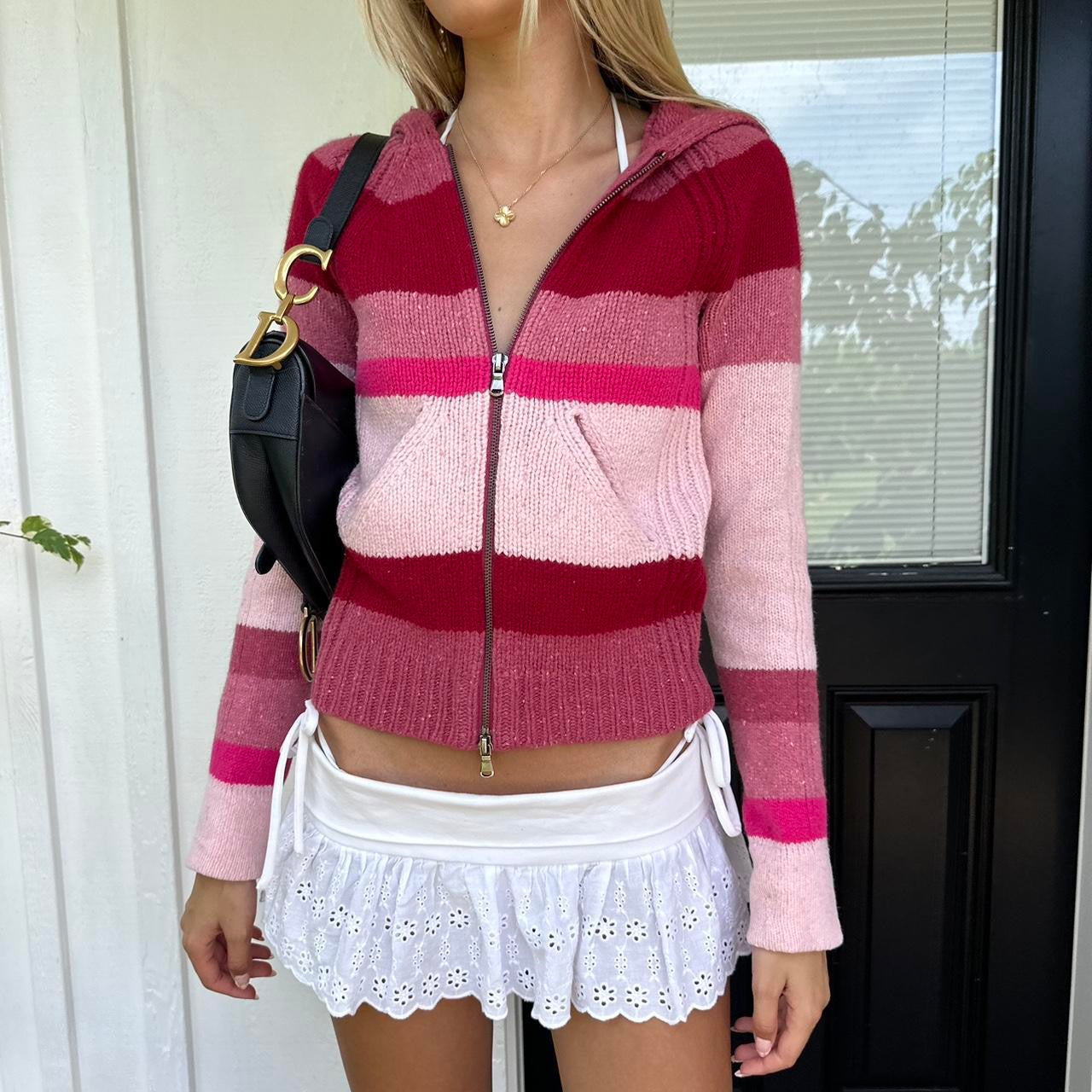 Vintage 2000’s striped knitted hoodie