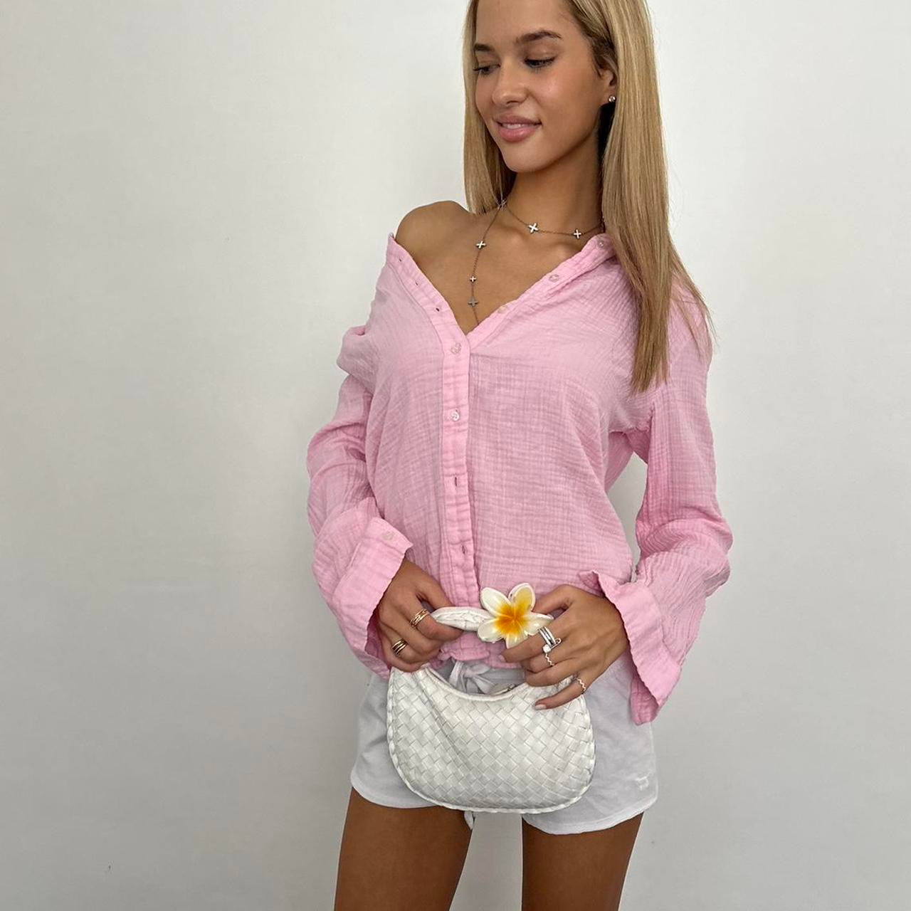 Vintage pink button down shirt š