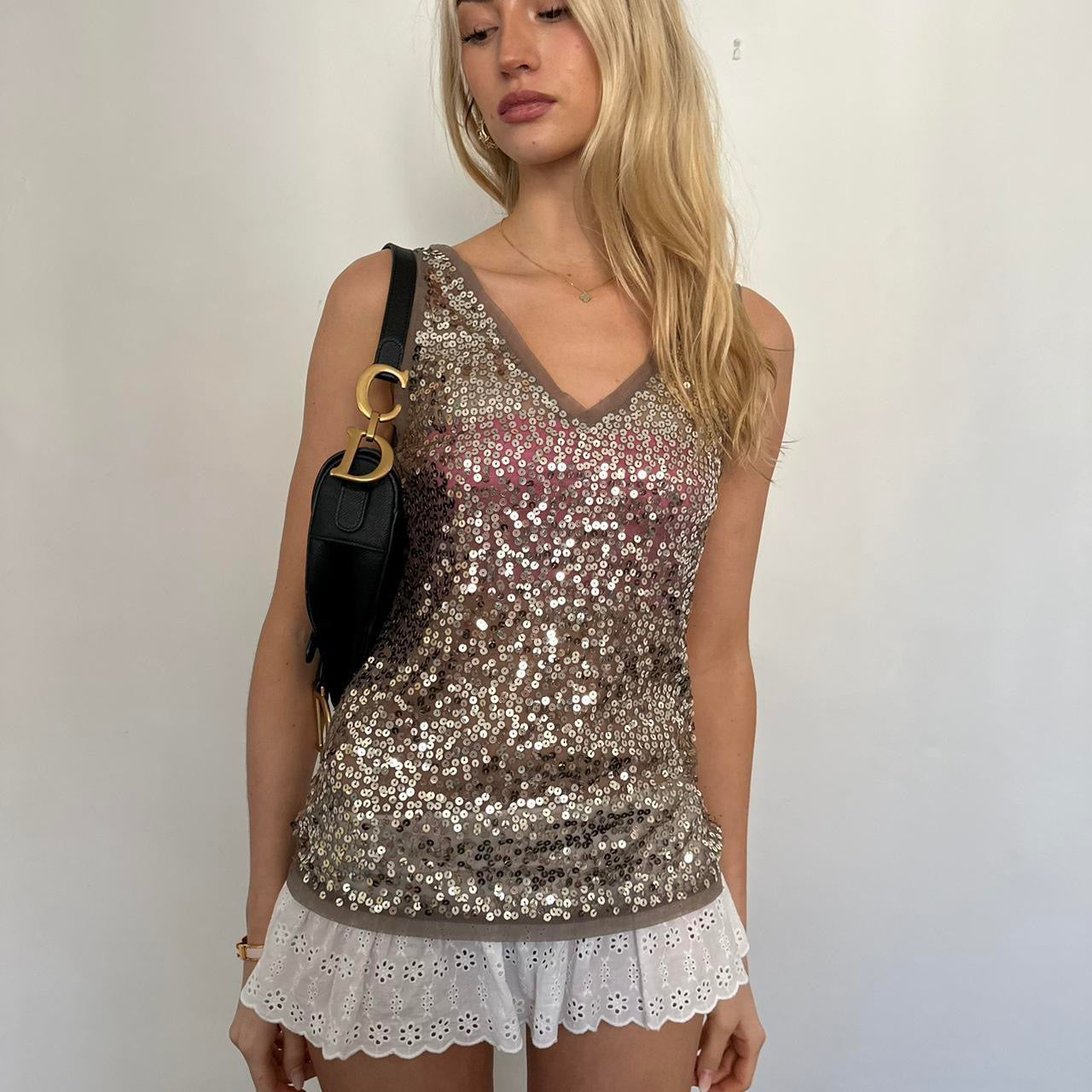 Vintage mesh sequin top