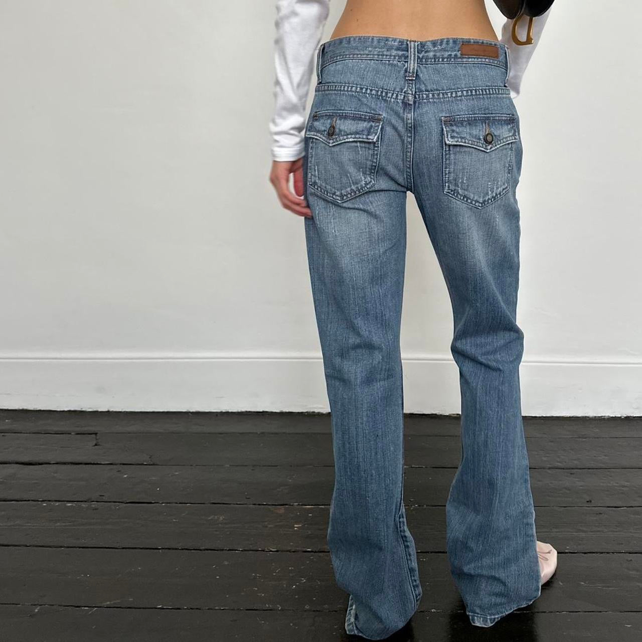 Vintage Abercrombie & Fitch blue distressed bootcut jeans