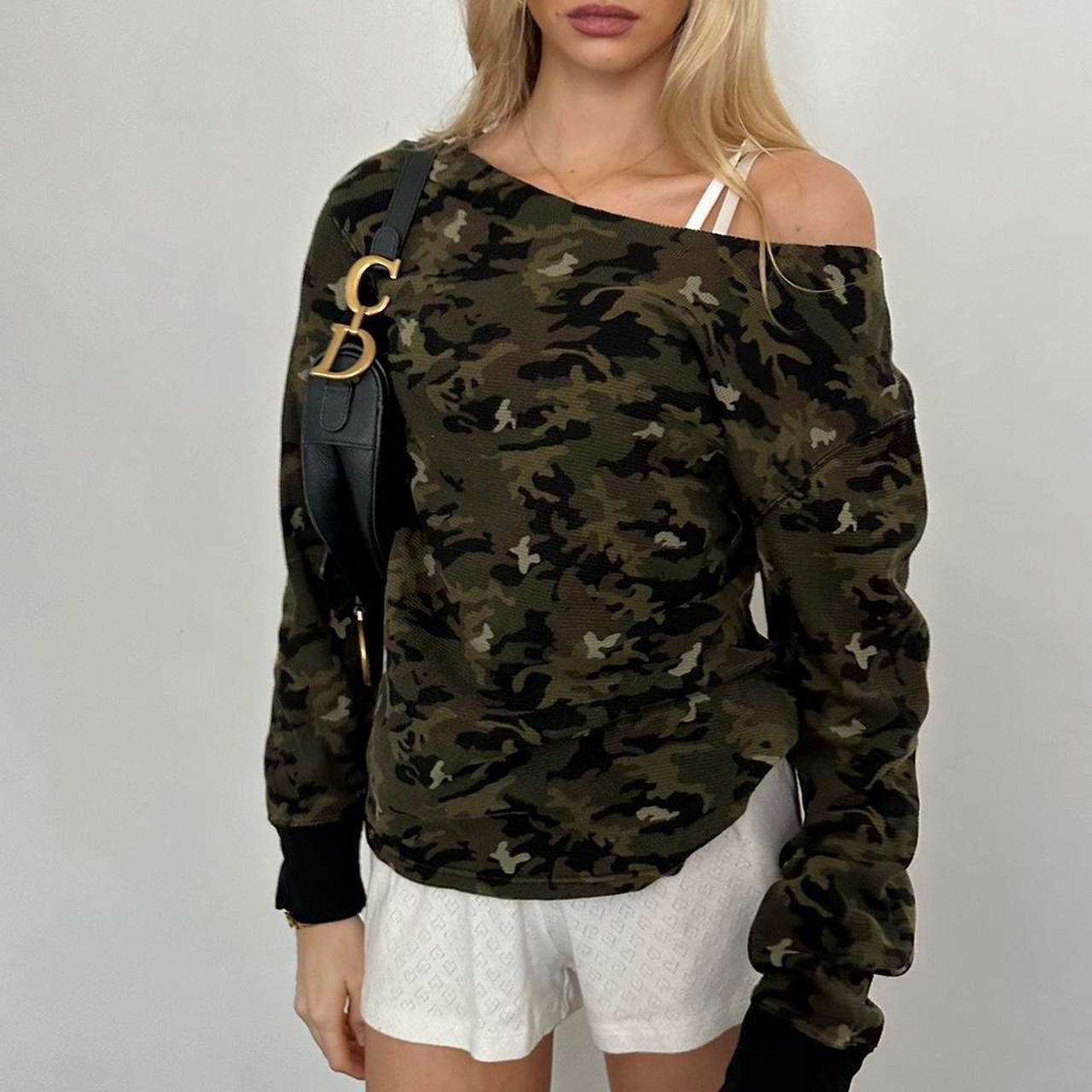 Vintage Ralph Lauren off shoulder camouflage top