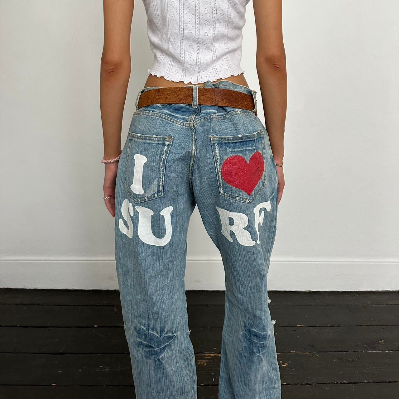 Vintage iconic rare 90s I love surf jeans 🩵🏄🏼♀️