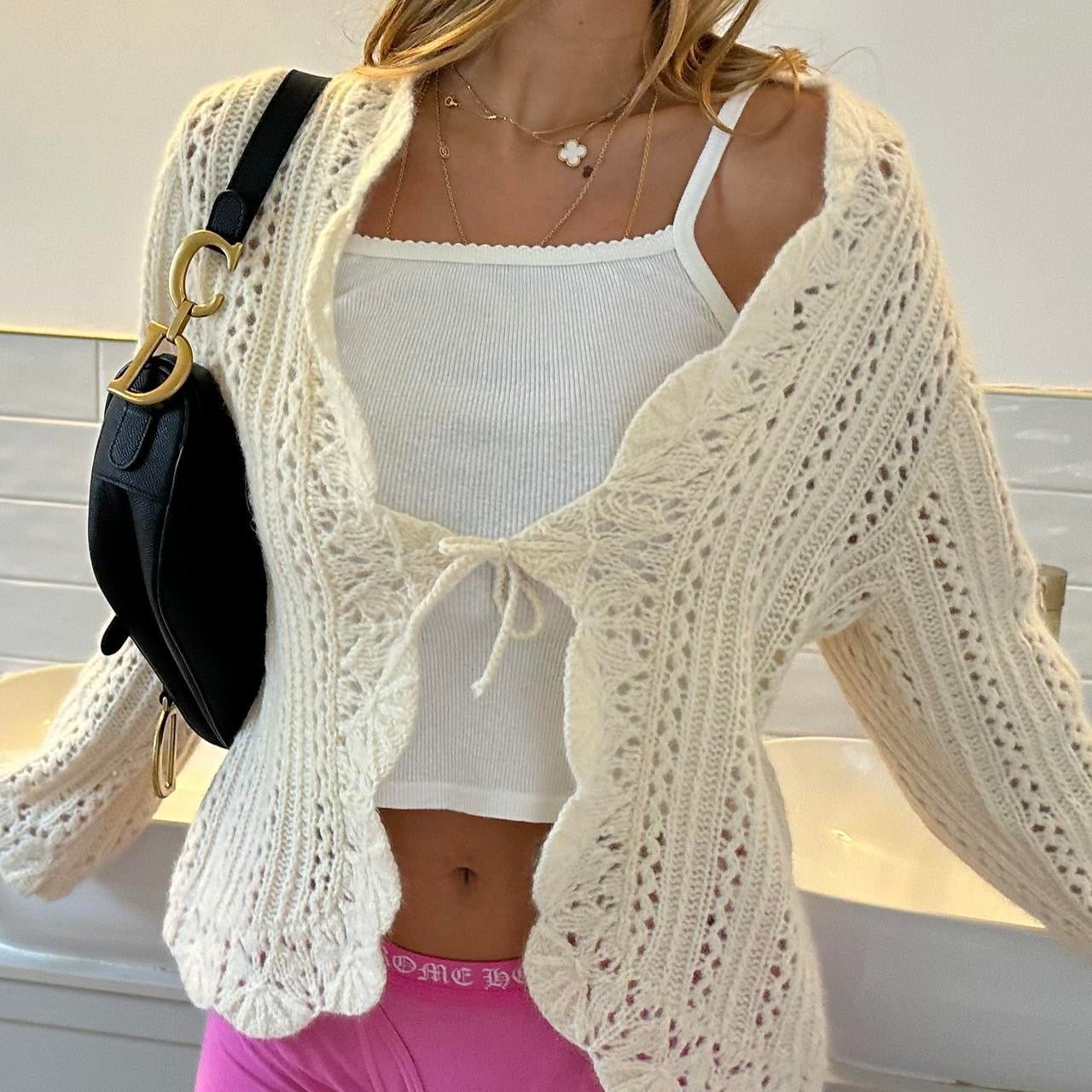 Vintage 90’s crochet knit cardigan top