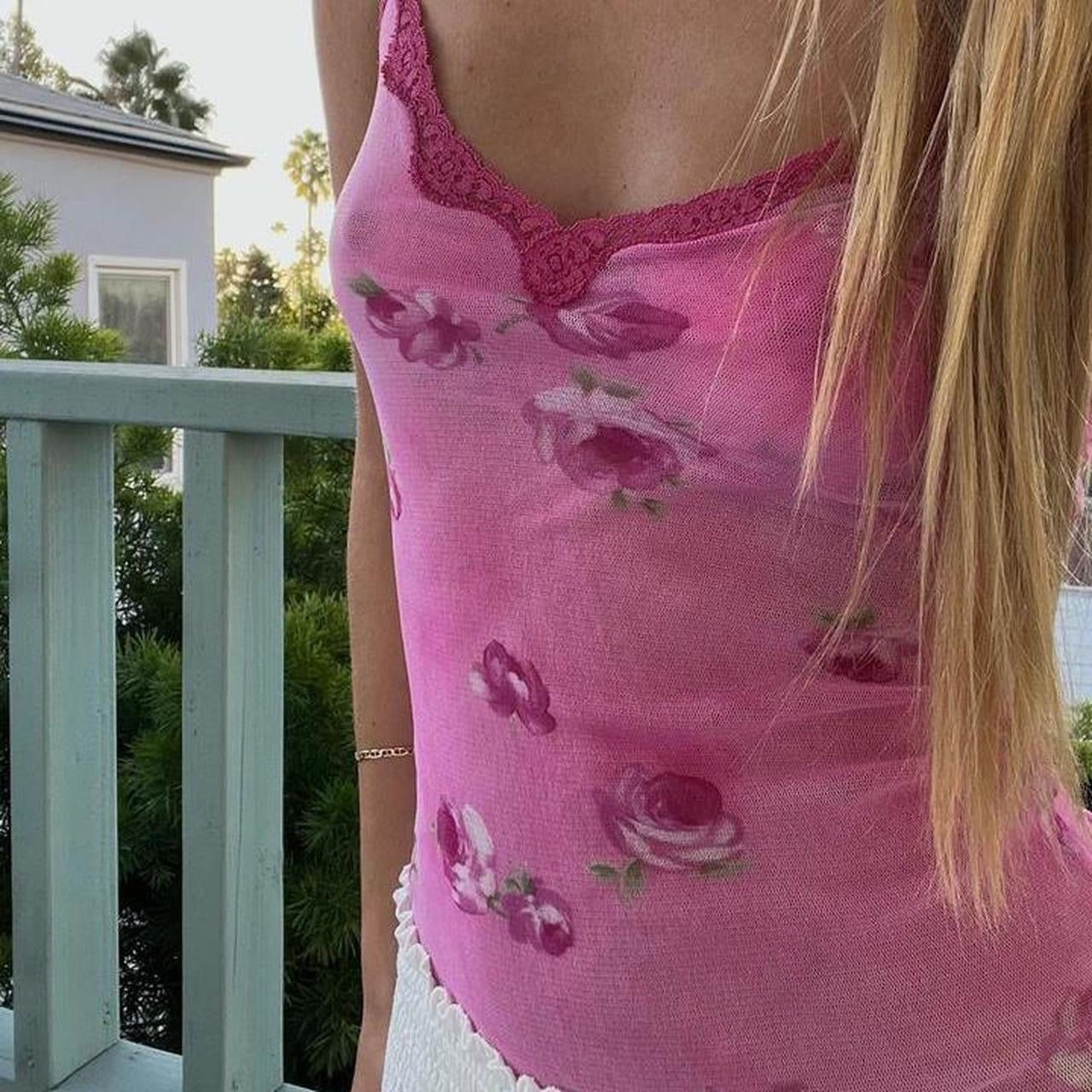Vintage rare Victoria’s Secret pink floral print cami top