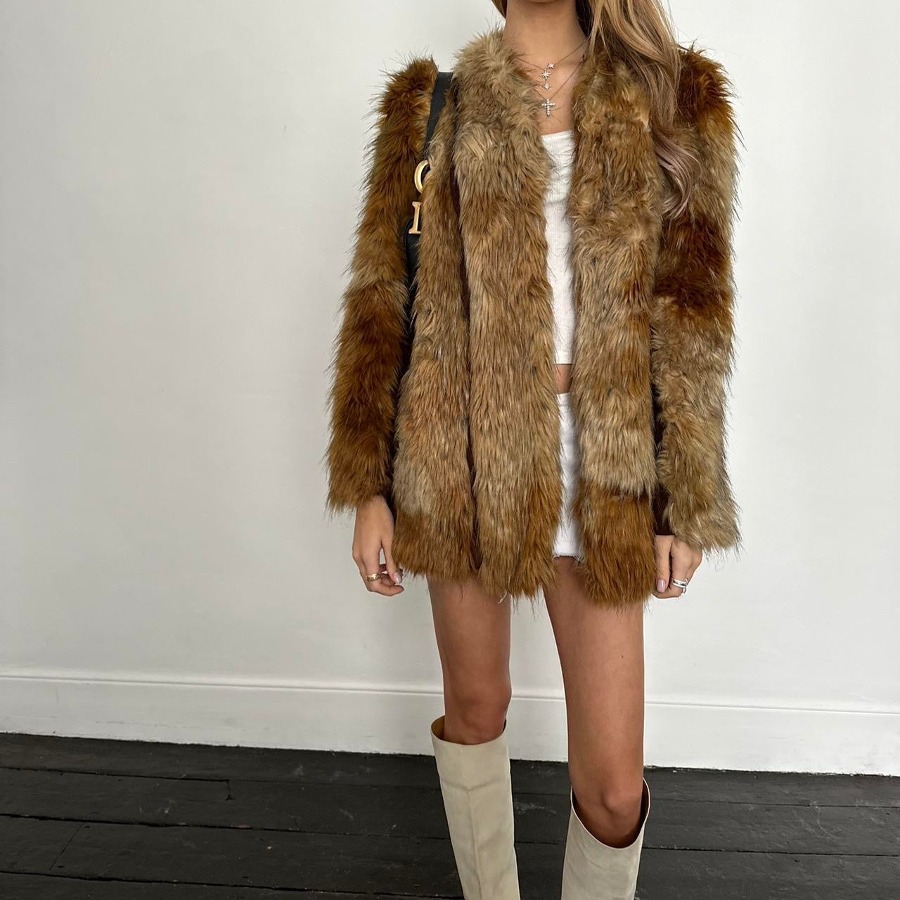 Vintage 2000’s brown faux fur jacket