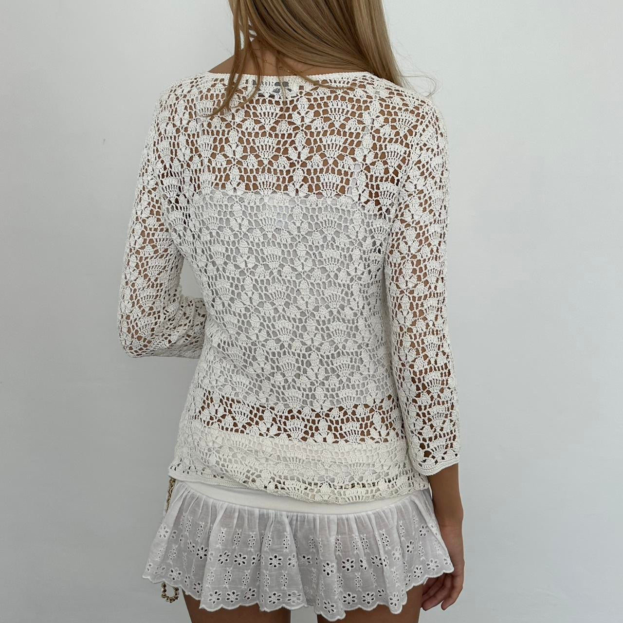 Vintage white crochet delicate layering top