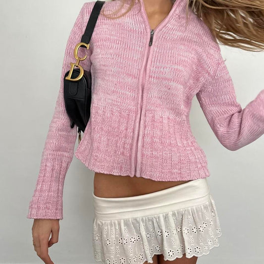 Vintage 2000’s zip up pink knitted sweater
