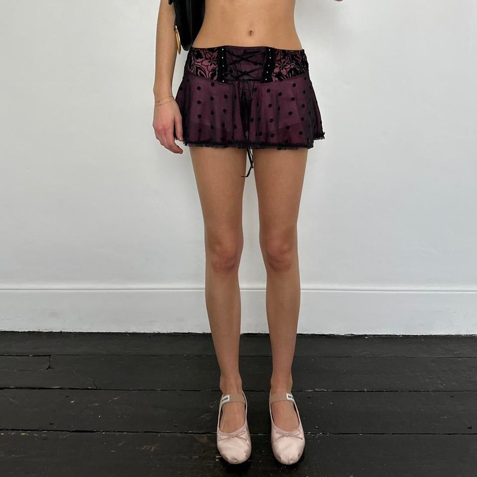 Vintage early 2000s polka dot lace mini skirt