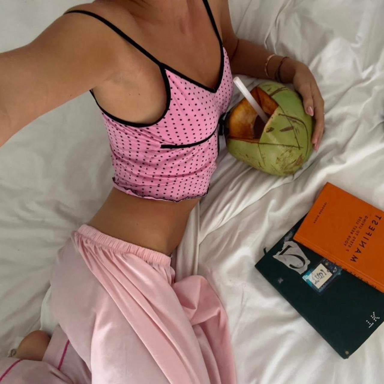 Vintage 90’s pink polka dot two piece set