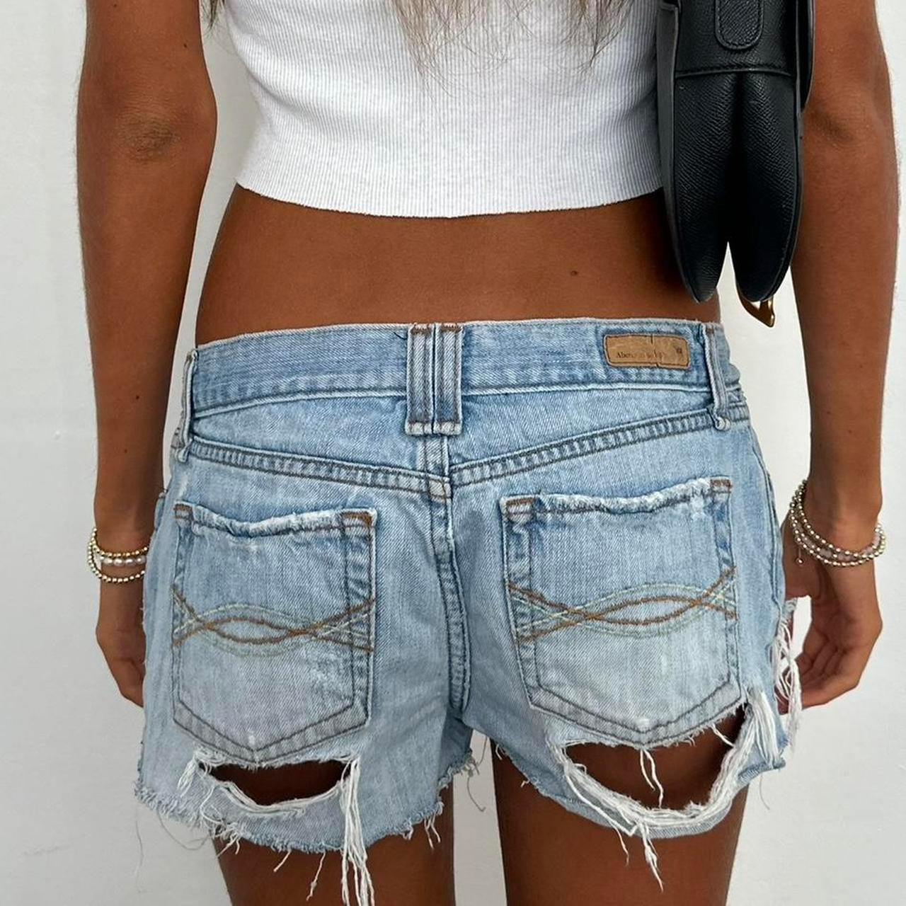 Vintage Abercrombie and Fitch blue micro distressed denim shorts