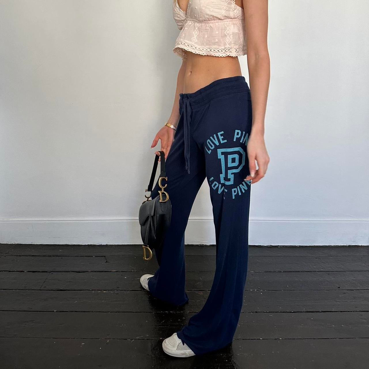Vintage 2000’s Victoria’s Secret navy and blue sweatpants