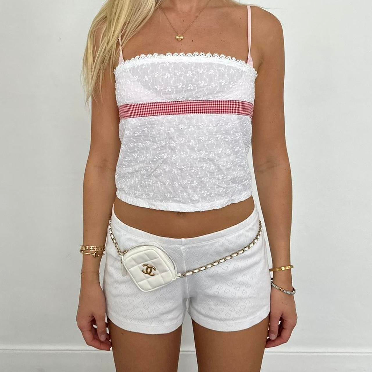 Vintage broderie white strapless top