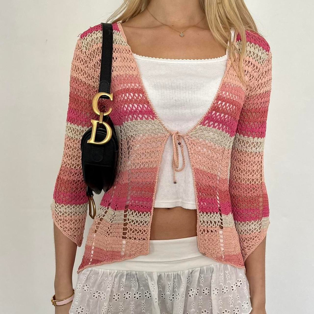 Vintage 90’s multicoloured tie up long sleeve cardigan top