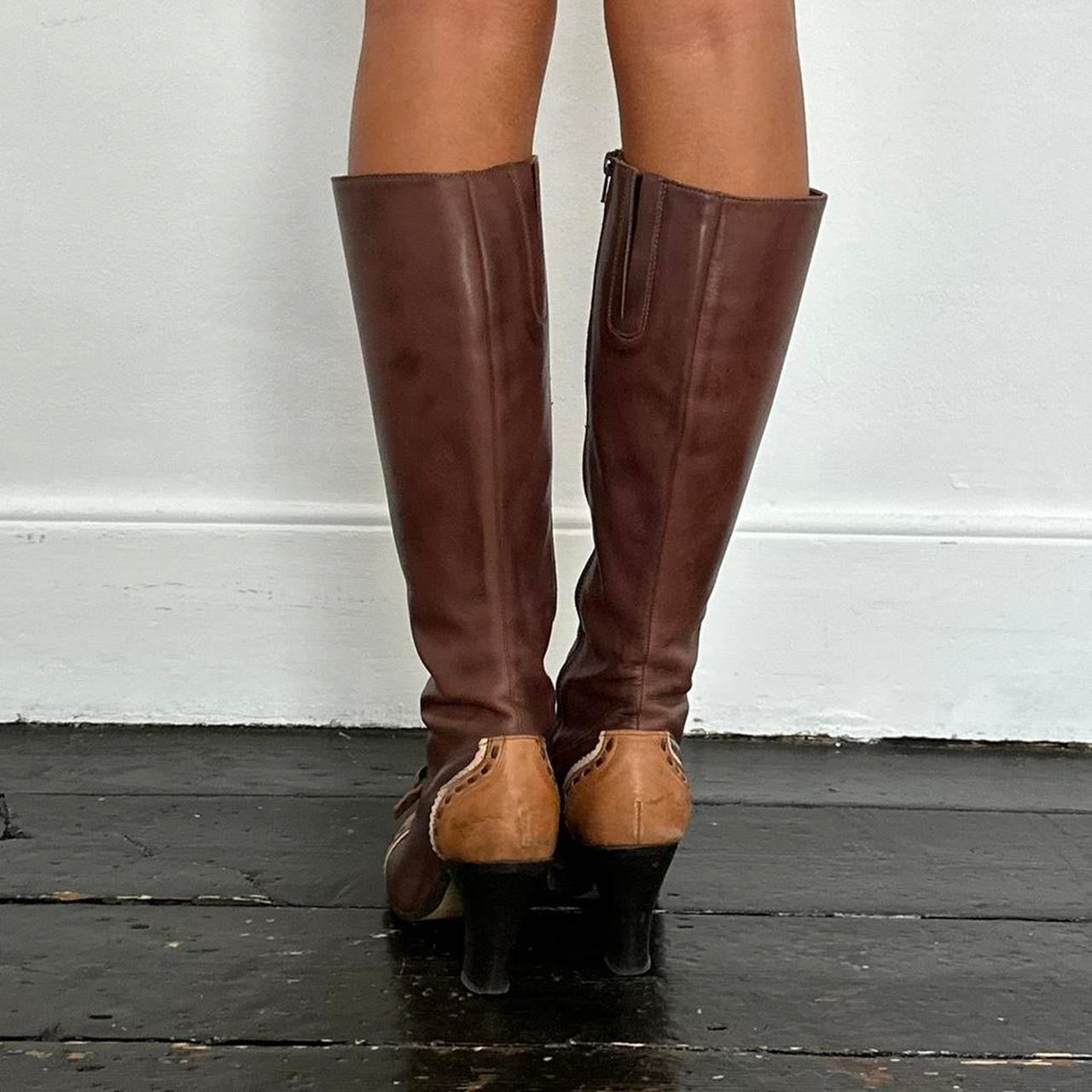 Vintage Pepe Jeans leather tan + brown heel boots