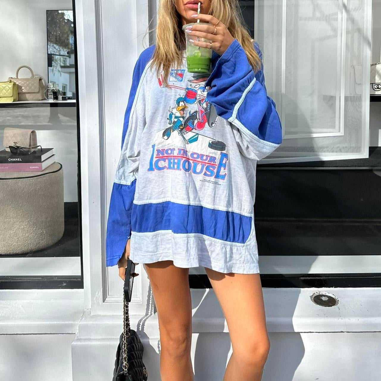 Vintage blue long sleeve jersey top