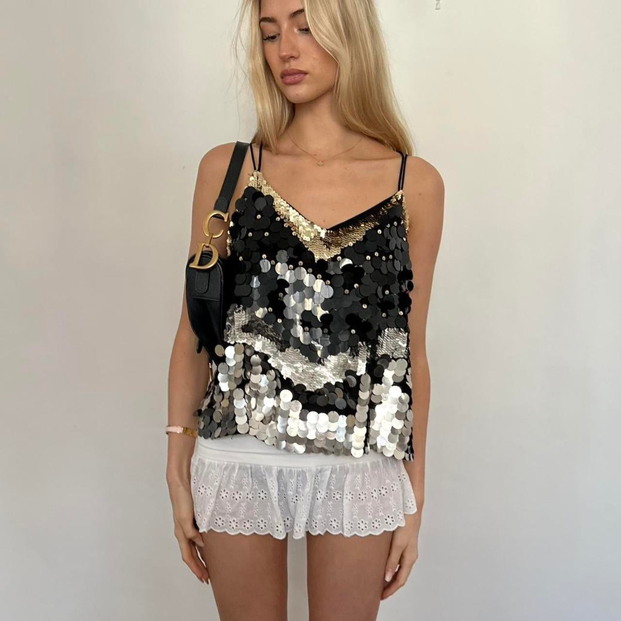 Vintage sequin embellished cami top