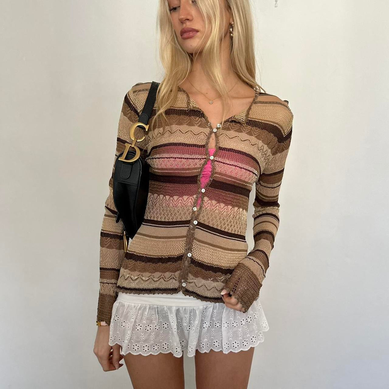 Vintage 90’s brown long sleeve cardigan top