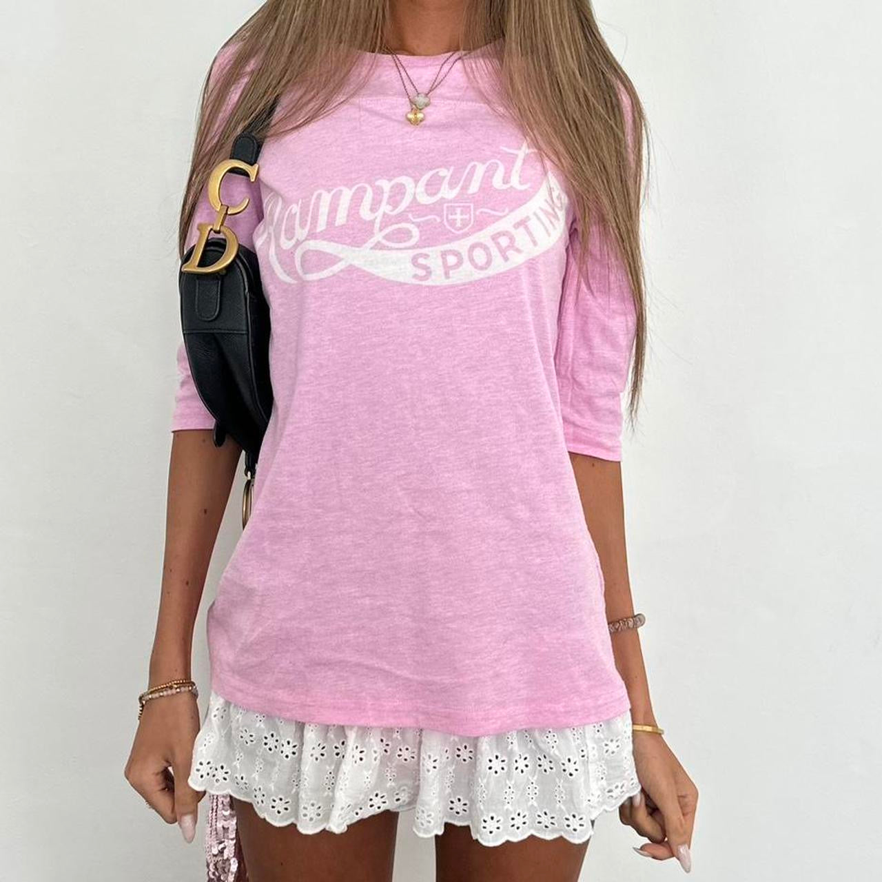 Vintage 00s sporty varsity pink top