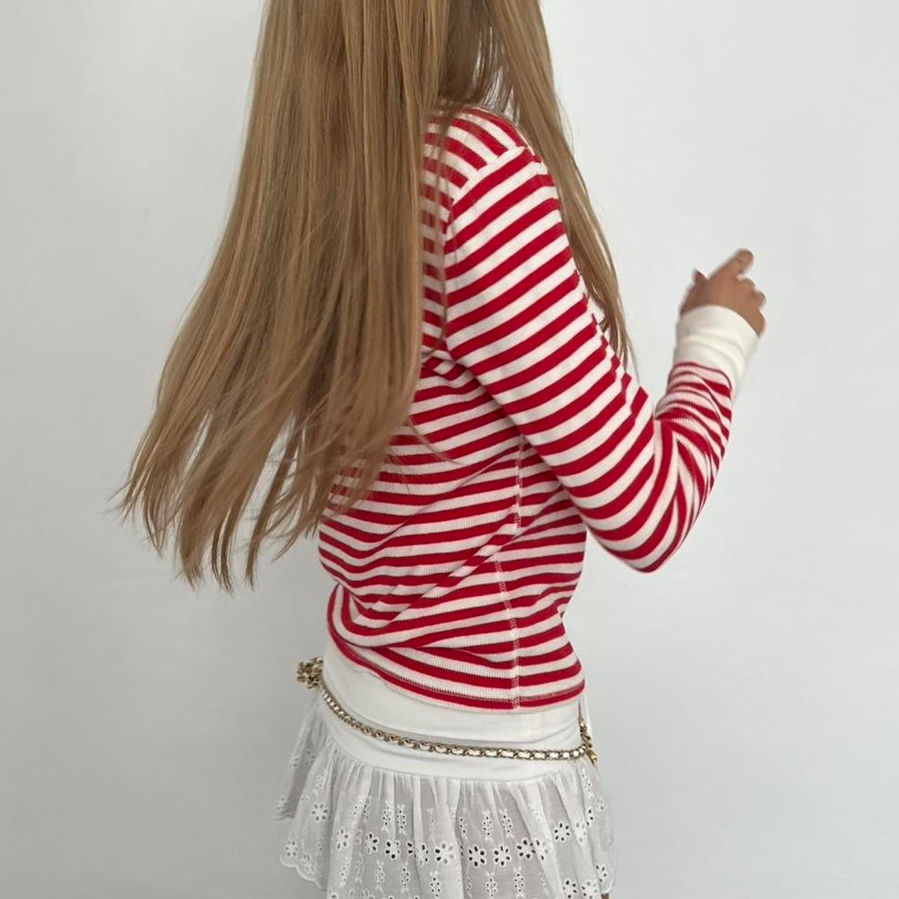 Vintage Victoria’s Secret red & white striped henley top