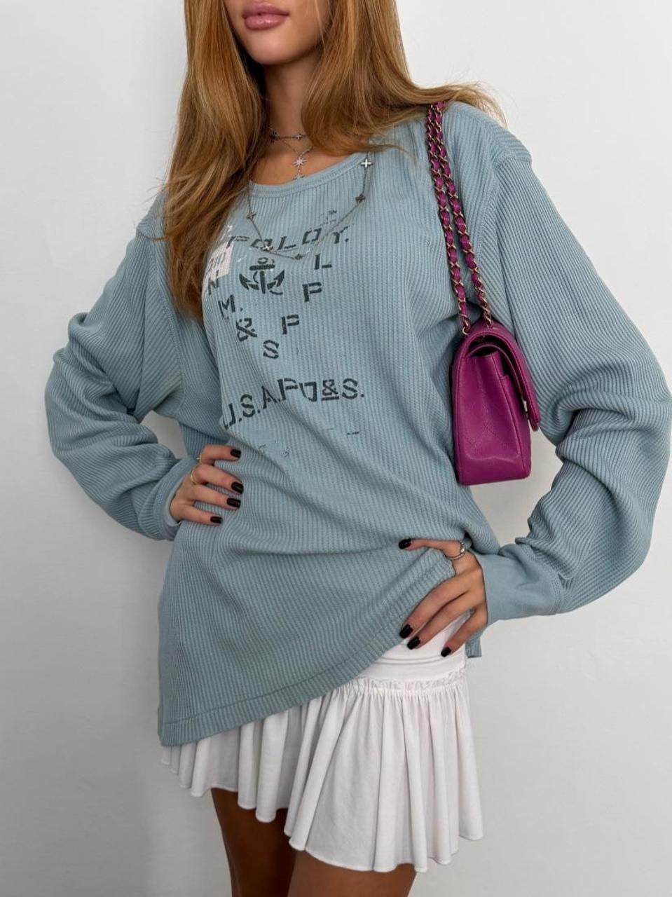 Vintage 00’s Ralph Lauren blue waffle long sleeve top