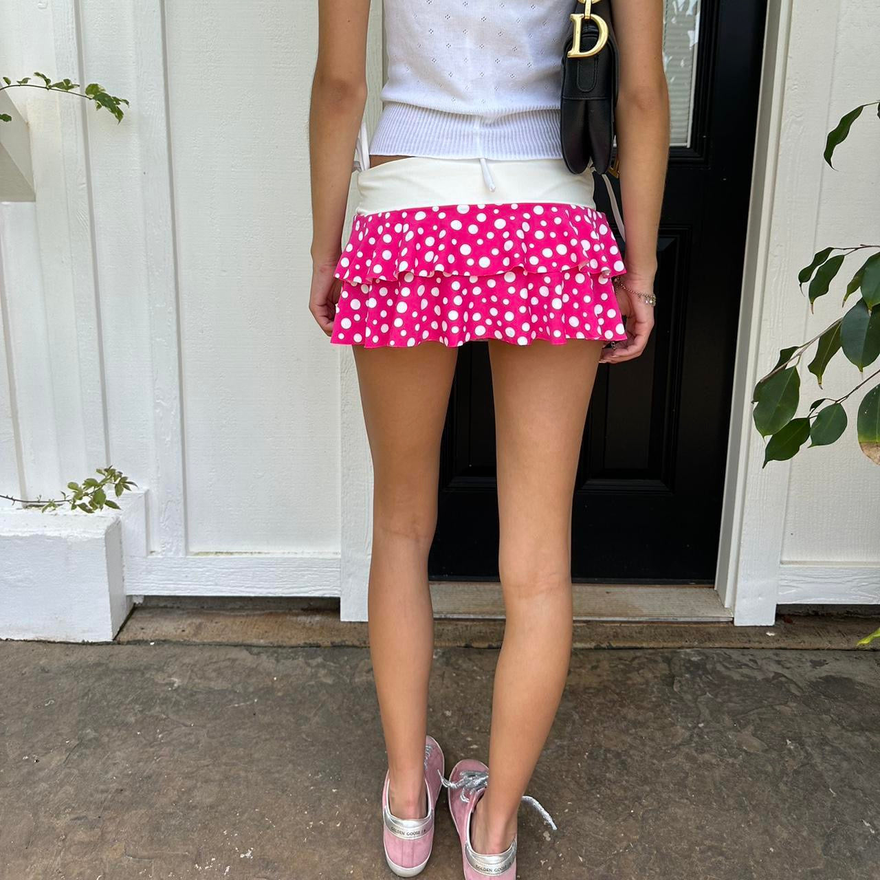 Vintage 90’s pink polka dot mini skirt