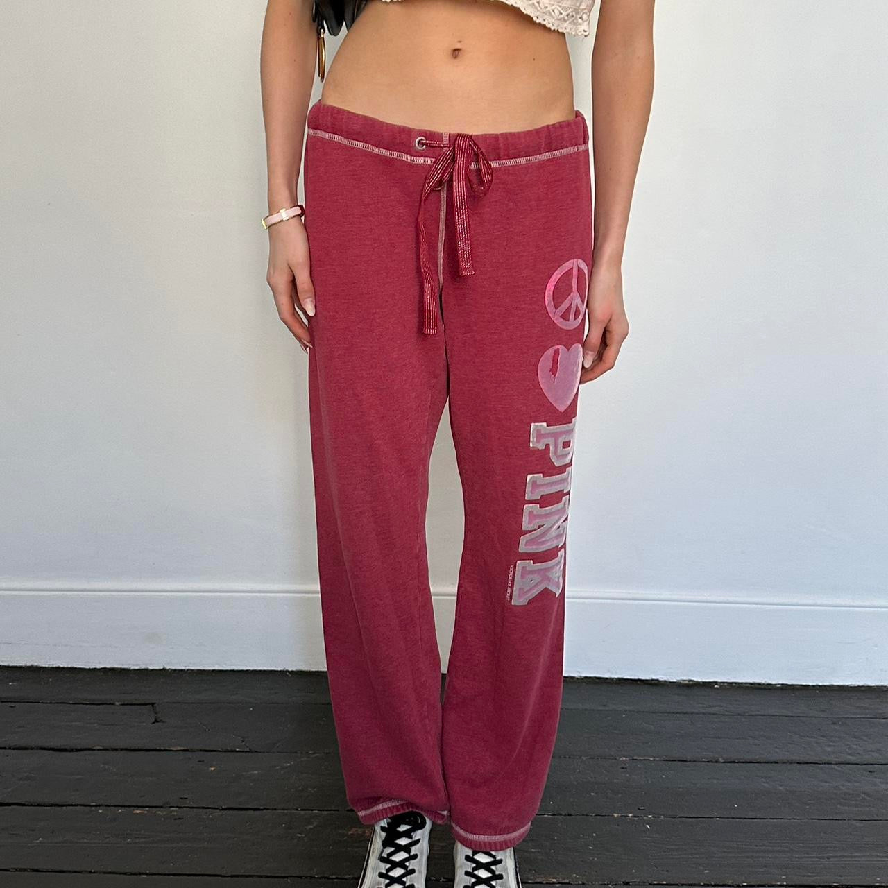 Vintage 2000’s Victoria’s Secret dark pink peace sweatpants