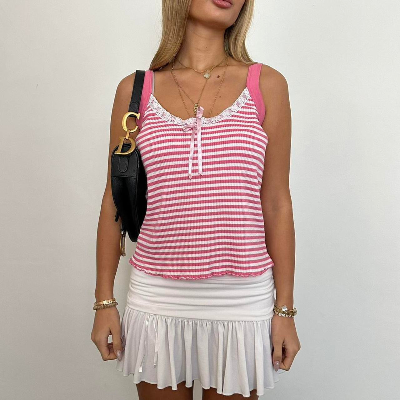 Vintage 90’s pink and white striped cami top