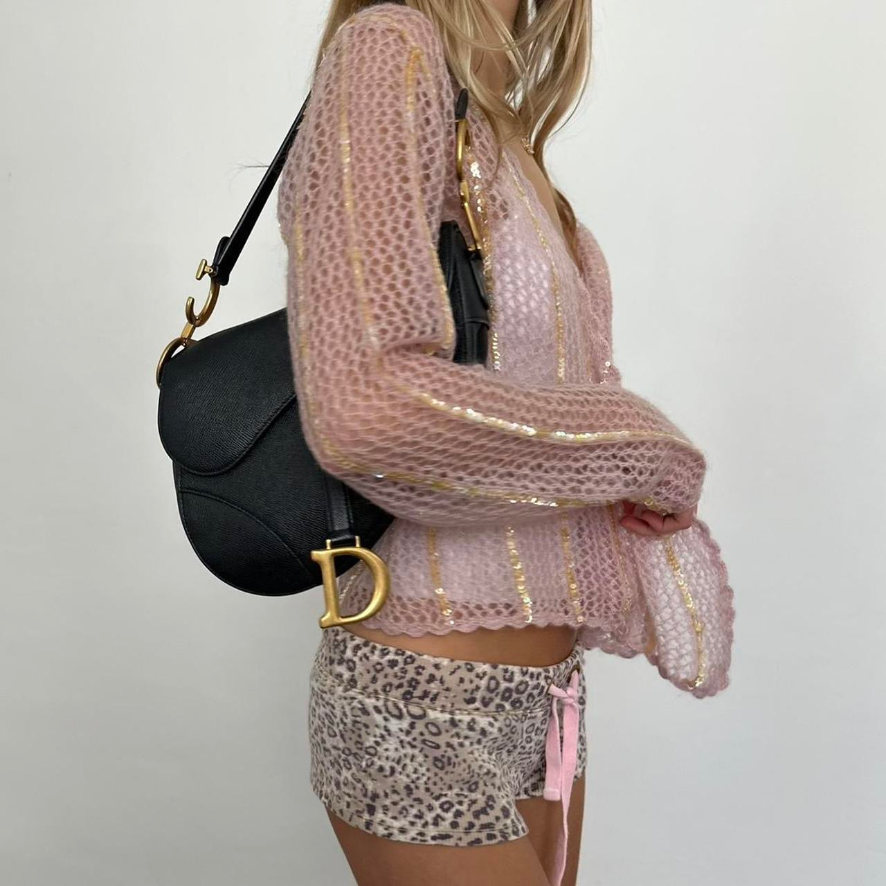 Vintage pink crochet cardigan top