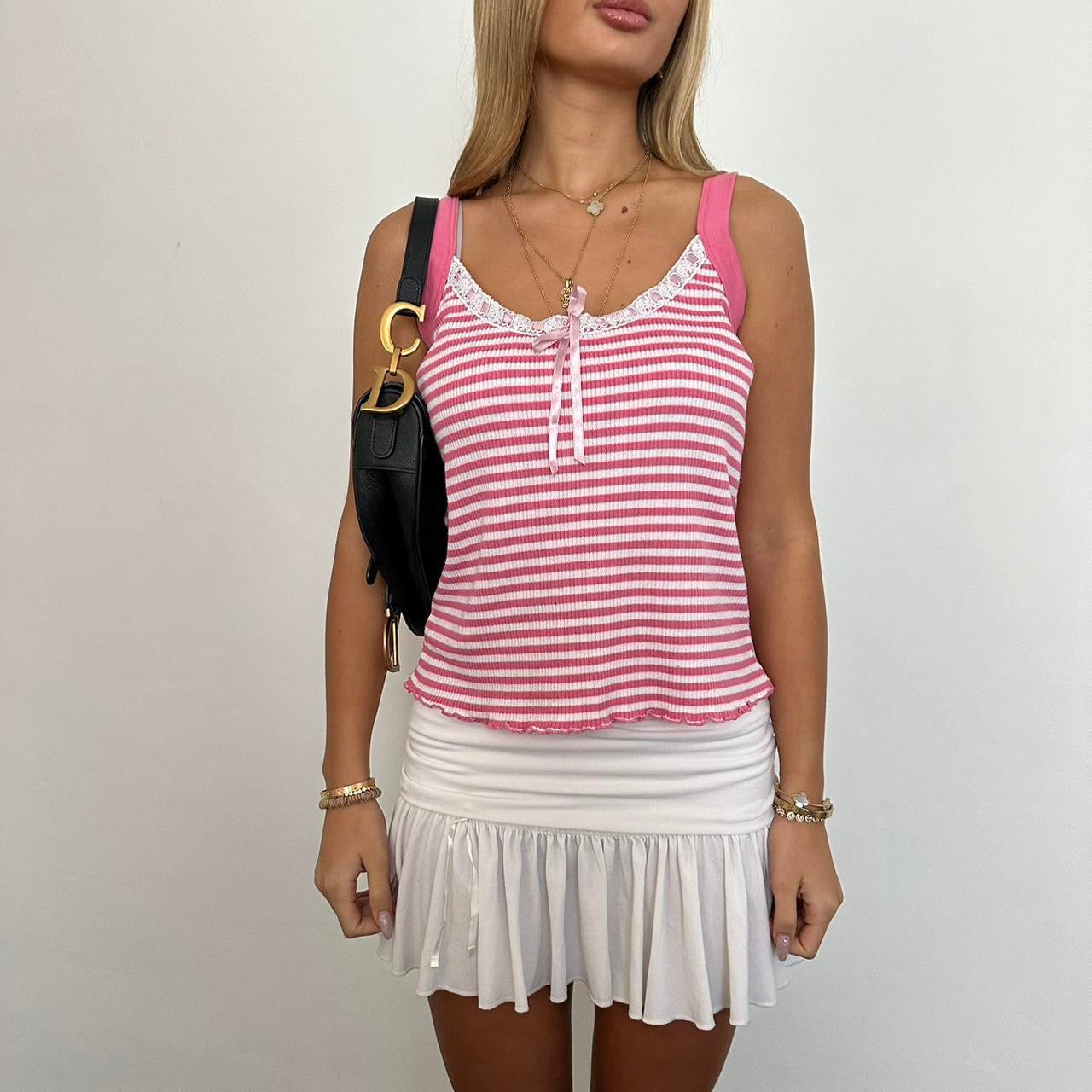Vintage 90’s pink and white striped cami top