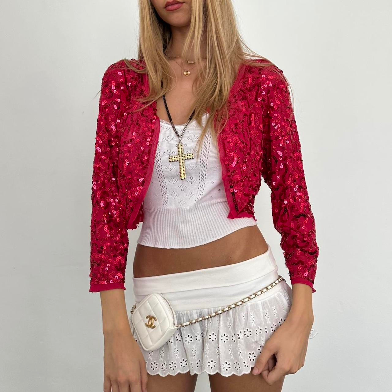 Vintage hot pink sequin delicate layering top